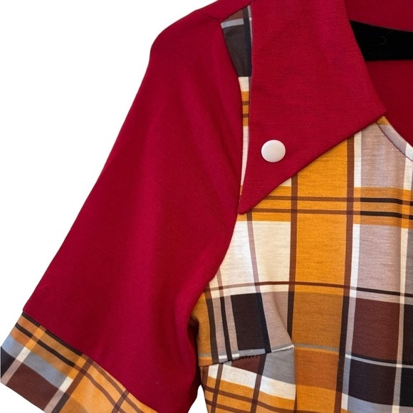 A Line Swing Dress with Plaid Inserts M - Picture 4 of 9